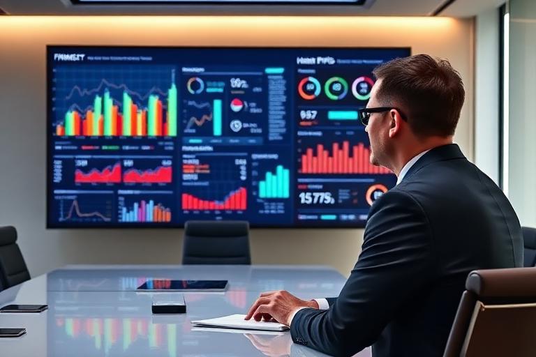 DAF analysant un tableau de bord KPI en salle de réunion